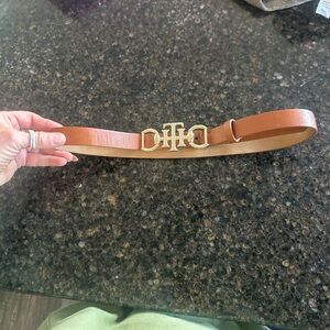Tommy Hilfiger Brown Belt with Gold Logo Buckle